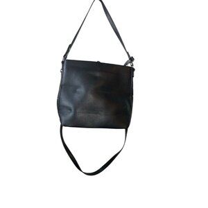 Westbronco Black Leather Shoulder Bag With Brown Lining & Rivet Details